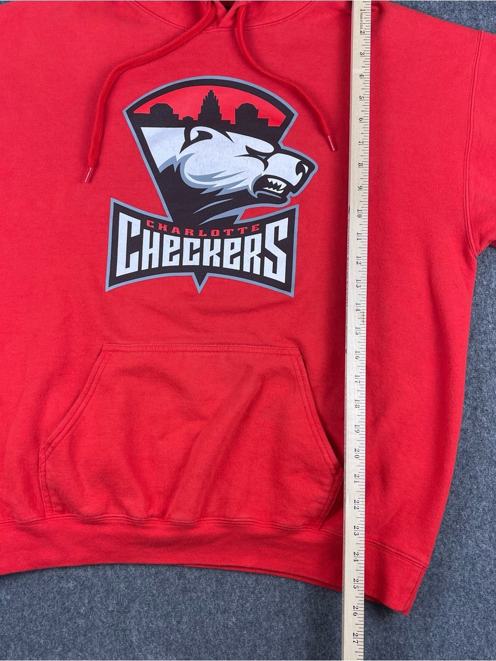 Charlotte Checkers AHL Minor League Hockey Sweatshirt Hoodie Men’s Large Red - Picture 12 of 13